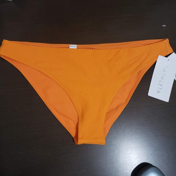 Athleta Swim Cloudbreak Rib Low Rice Bottom Orange - Picture 1 of 8
